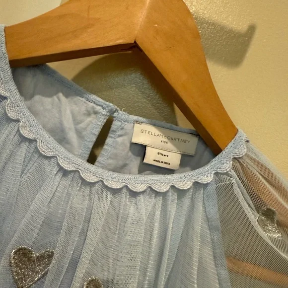 Stella McCartney Light Blue Dress with Silver Heart Details
